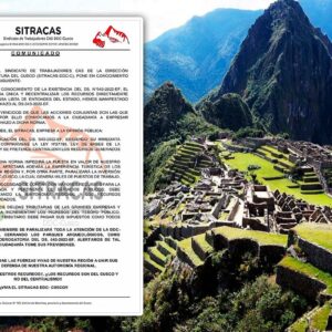 Trabajadores de Cultura amenazan con cerrar Machu Picchu y otros sitios arqueológicos de Cusco