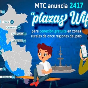 MTC anuncia 2417 “plazas WiFi” para conexión gratuita en zonas rurales de once regiones del país