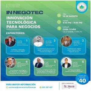 Cámara de Comercio de Miraflores organiza INNEGOTEC: “Innovación Tecnológica para Negocios”