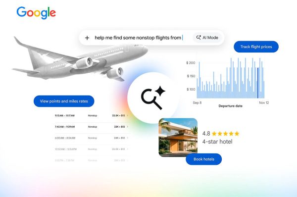 Google incorpora en Modo IA alertas de precios de vuelos, uso de millas y reserva de hoteles
